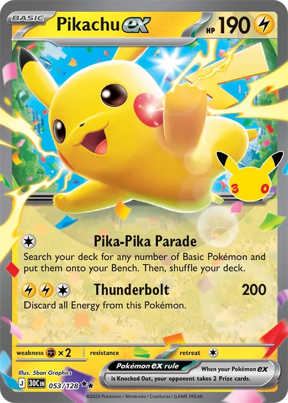 Pikachu ex — 30th Celebration